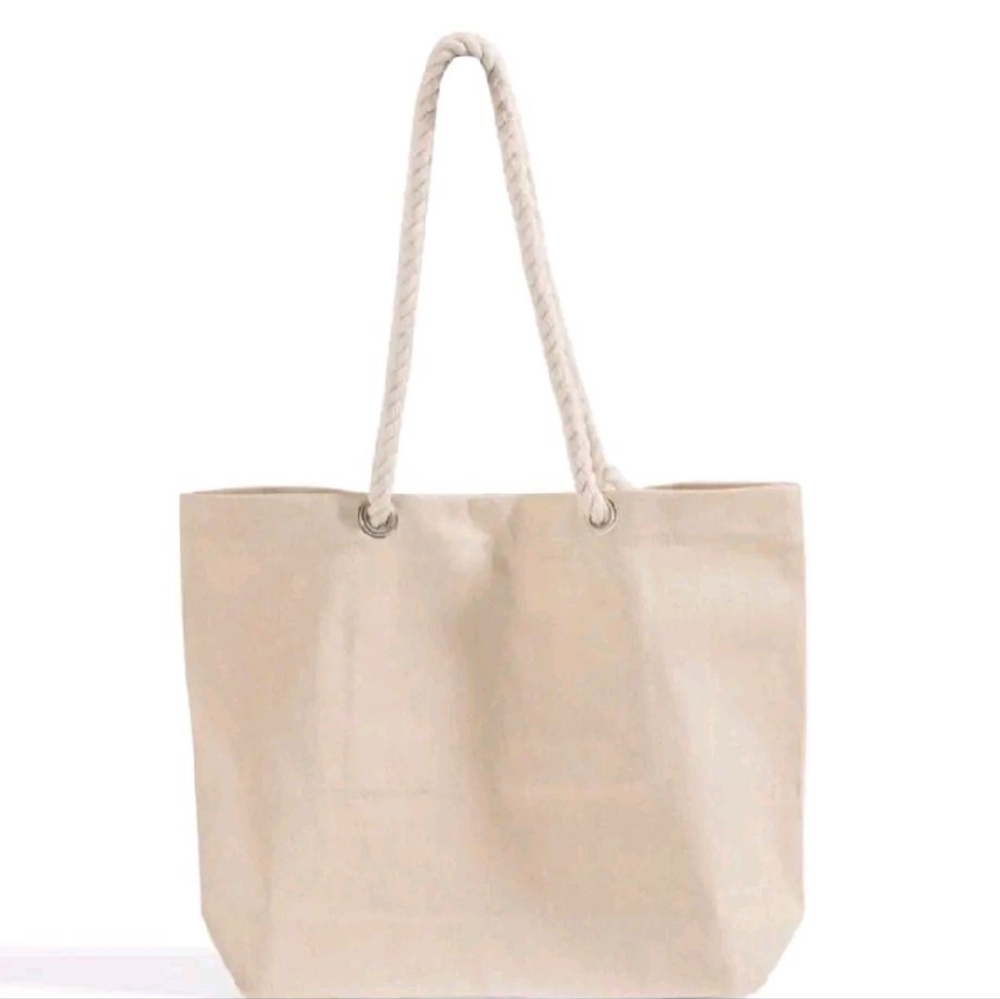 Elegant Cream Tote Bag With Rope Handles